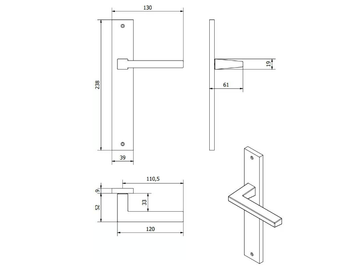 PRISMA-PLACCA - Brass door handle on back plate by Fama International - view 3